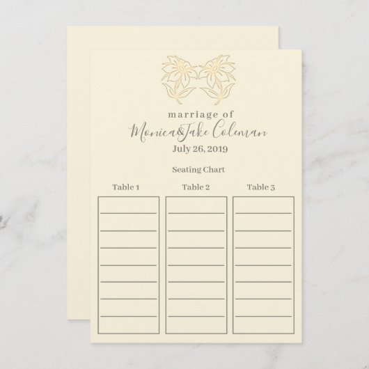 Classic Wedding Reception | Zitschaart Informatiekaartje (Voorkant / Achterkant)