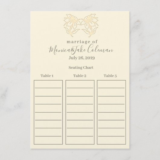 Classic Wedding Reception | Zitschaart Informatiekaartje (Voorkant)