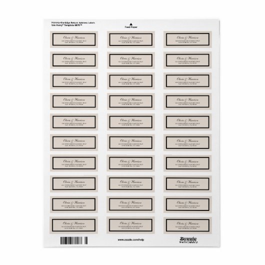 Classic Wedding Return Address Label (Full Sheet)