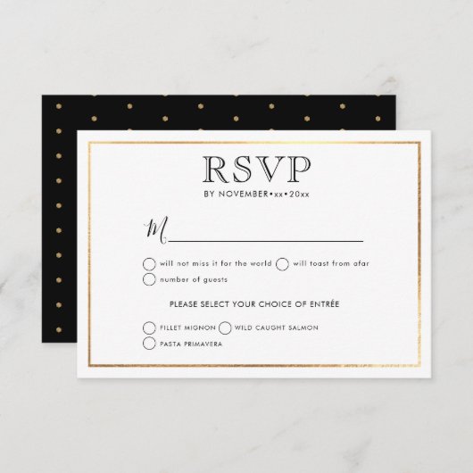 Classic Wedding RSVP Stijlvol|Goud Lijst Aankondiging (Voorkant / Achterkant)