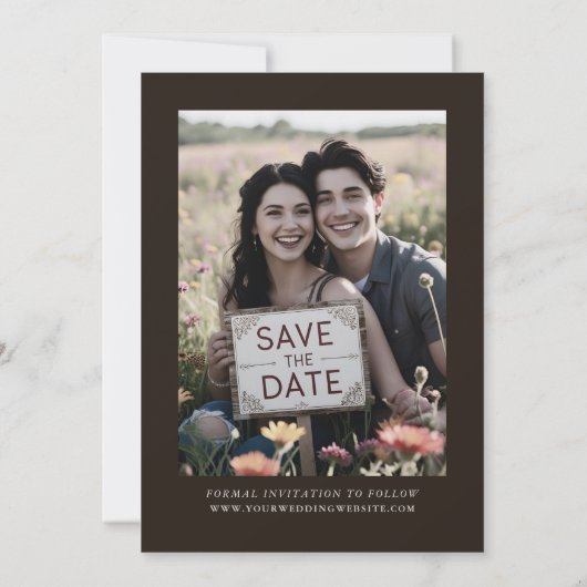 Classic Wedding Save the Date Donker Bruin (Achterkant)
