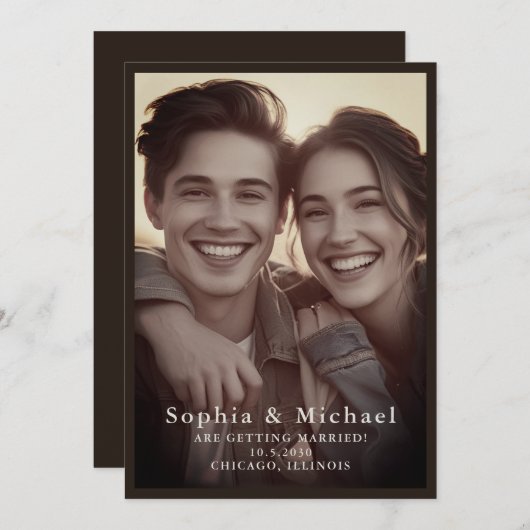 Classic Wedding Save the Date Donker Bruin (Voorkant / Achterkant)