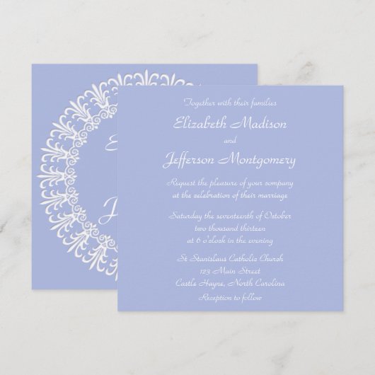 Classic Wedgewood Blue 1 Wedding Invitation Kaart (Voorkant / Achterkant)