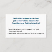 Classic Werkzoekende Logo Sjabloon Eenvoudig Minim Visitekaartje (Achterkant)