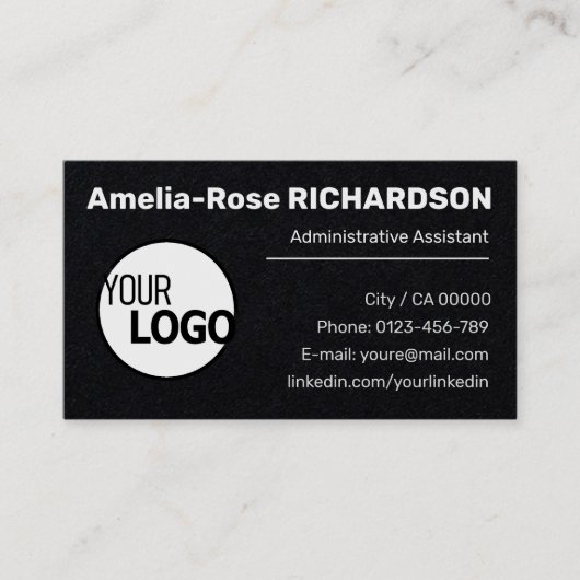 Classic Werkzoekende Logo Sjabloon Zwart Kraft pap Visitekaartje (Voorkant)