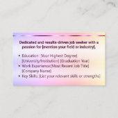 Classic Werkzoekende Rainbow Ombre Elegant Roos Go Visitekaartje (Achterkant)