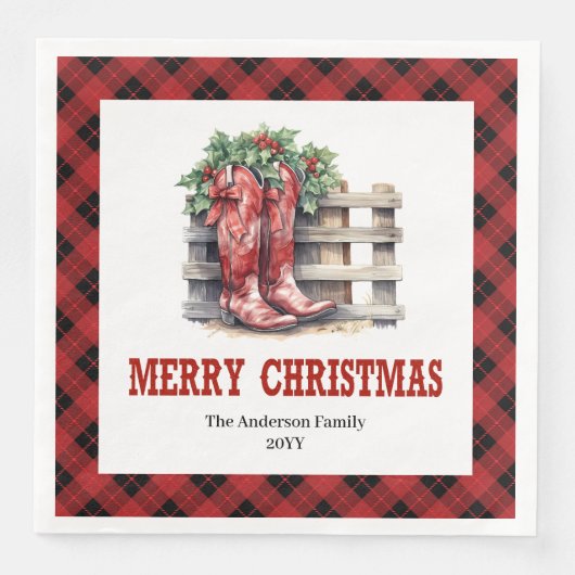 Classic Western Buffalo Check Xmas Party Napkins Servet (Voorkant)