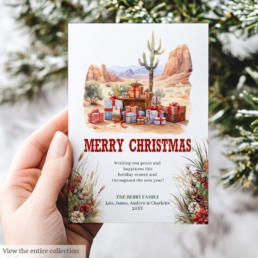 Classic Western Christmas greeting card design Feestdagenkaart