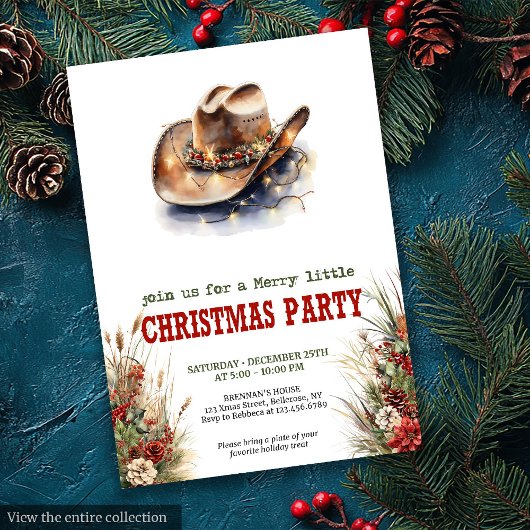 Classic Western Christmas party editable invites Kaart
