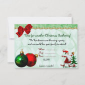 Classic Whimsey kerstdiner uitnodigen RSVP Kaartje (Achterkant)