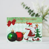 Classic Whimsey kerstdiner uitnodigen RSVP Kaartje (Staand voorkant)