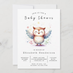 Classic Whimsical Owl Baby shower Kaart