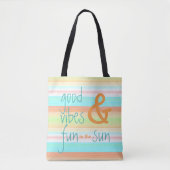 Classic Whimsical Pastel Waterverf Stripe Patroon Tote Bag (Voorkant)