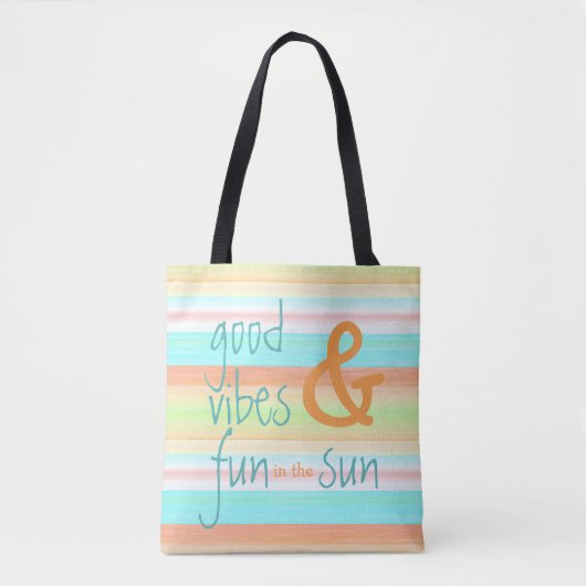 Classic Whimsical Pastel Waterverf Stripe Patroon Tote Bag (Voorkant)