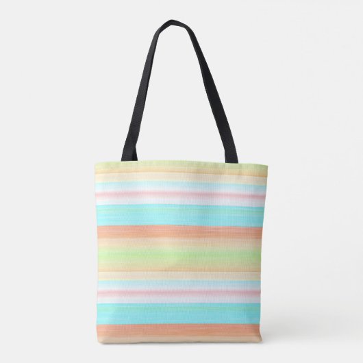 Classic Whimsical Pastel Waterverf Stripe Patroon Tote Bag (Achterkant)