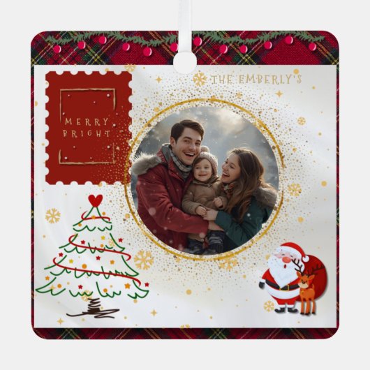 Classic Whimsical Photo  Metalen Ornament (Voorkant)