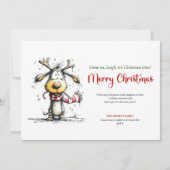 Classic whimsical reindeer Christmas greeting card Feestdagenkaart (Voorkant)