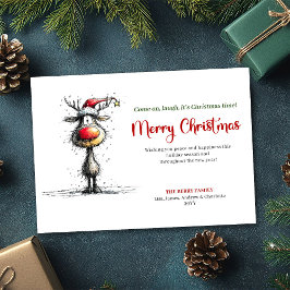 Classic Whimsical Reindeer Christmas Greeting Feestdagenkaart