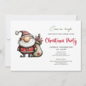 Classic whimsical Santa Christmas party invitation Kaart (Voorkant)
