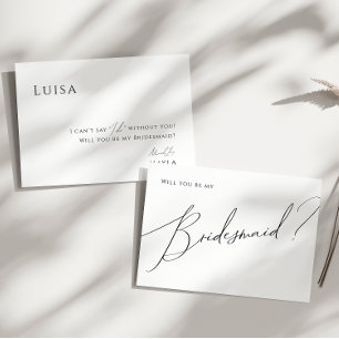 Classic Whimsical Script Bridesmaid Proposal Kaart