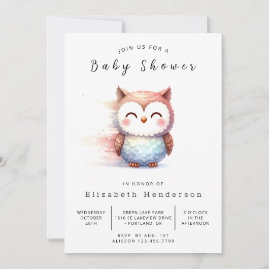 Classic Whimsy Owl Baby shower Kaart (Voorkant)