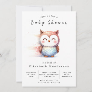 Classic Whimsy Owl Baby shower Kaart