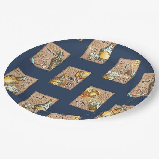 Classic Whiskey Bar Poster Pattern Papieren Bordje (Gekanteld)