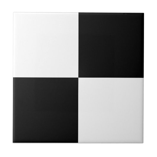 Classic White and Black Large Square Box Pattern Tegeltje (Voorkant)