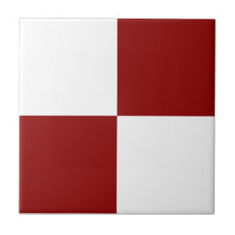 Classic White and Christmas Red Square Box Pattern Tegeltje