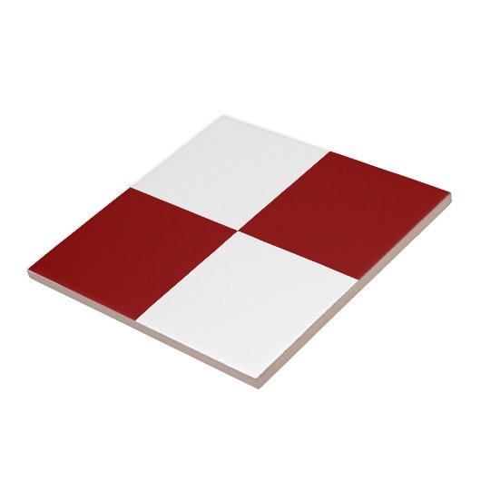 Classic White and Christmas Red Square Box Pattern Tegeltje (Zijkant)