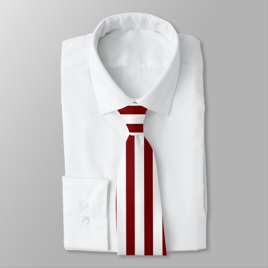 Classic White and Deep Red Striped Stylish Stropdas (Gebonden)