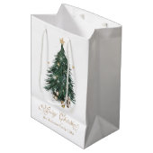 Classic White and Gold Christmas Medium Cadeauzakje (Voorkant Gekanteld)