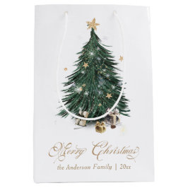 Classic White and Gold Christmas Medium Cadeauzakje