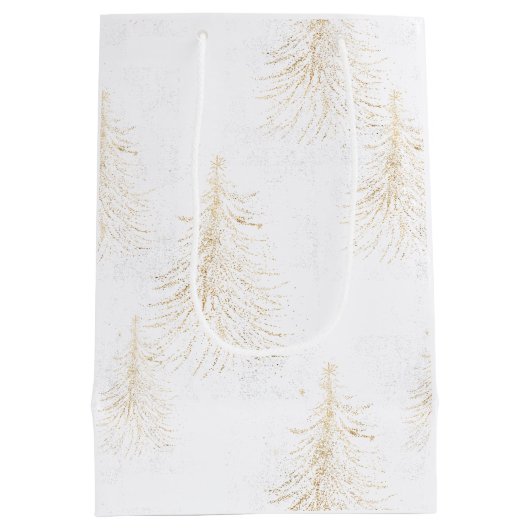 Classic White and Gold Christmas Medium Cadeauzakje (Achterkant)