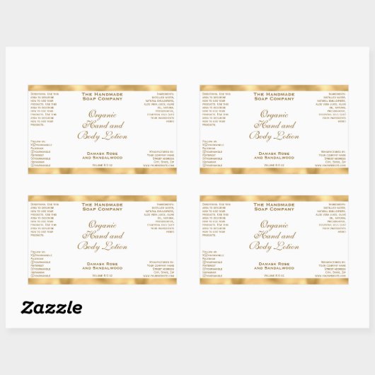 Classic White and Gold Foil Cosmetics Bottle Label (Vel)