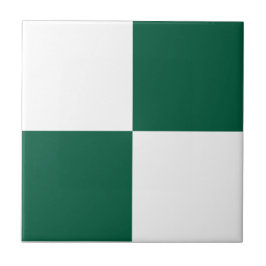 Classic White and Hunter Green Square Box Pattern Tegeltje