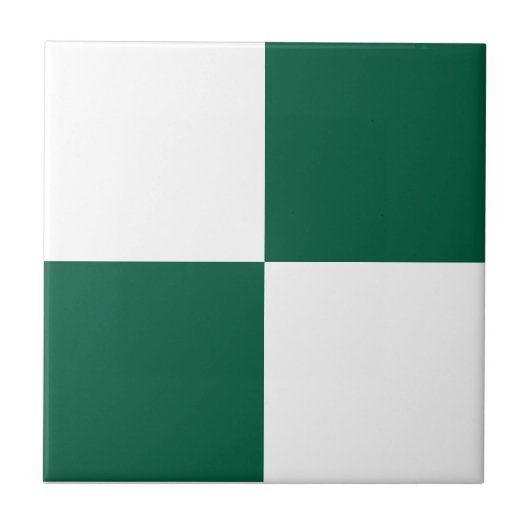 Classic White and Hunter Green Square Box Pattern Tegeltje (Voorkant)