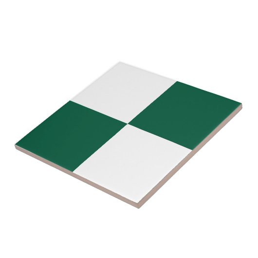 Classic White and Hunter Green Square Box Pattern Tegeltje (Zijkant)