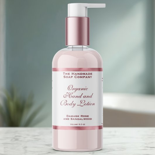 Classic White and Pink Foil Cosmetics Bottle Label