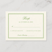 Classic White and Sage Green Wedding Response Informatiekaartje (Voorkant)