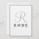 Classic White Black Silver Monogram Wedding  Kaart (Achterkant)