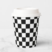 Classic White Black Square Pattern Paper Cups Papieren Bekers (Achterkant)