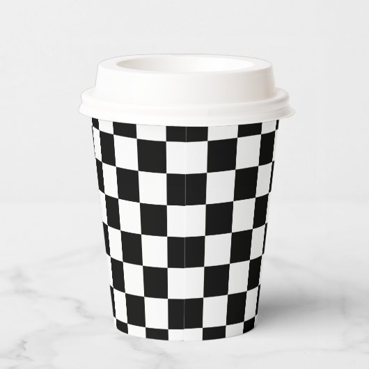 Classic White Black Square Pattern Paper Cups Papieren Bekers (Rechts)