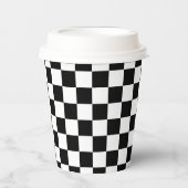 Classic White Black Square Pattern Paper Cups Papieren Bekers (Voorkant)