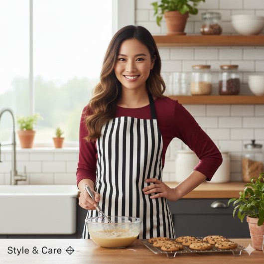 Classic White Black Stripe Pattern For Daily Cook Schort