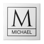 Classic White Ceramic Tile with Initial & Name Tegeltje (Voorkant)