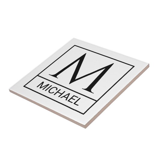 Classic White Ceramic Tile with Initial & Name Tegeltje (Zijkant)
