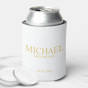 Classic White en Gold Personalized Groomsman Blikjeskoeler