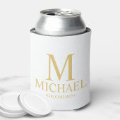 Classic White en Gold Personalized Groomsman Blikjeskoeler