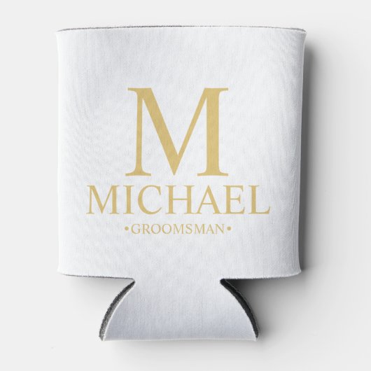 Classic White en Gold Personalized Groomsman Blikjeskoeler (Voorkant)